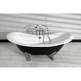 thumbnail image 4 of Aqua Eden VBT7D7231NC8 72-Inch Cast Iron Oval Double Slipper Clawfoot Tub (7-Inch Faucet Drillings) in Black/White/Brushed Nickel, 4 of 12