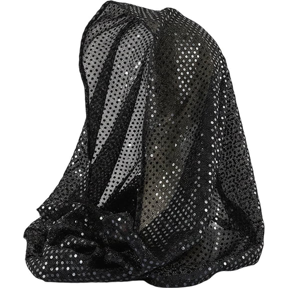 Yvsxxv Black Sequin Head Wrap Bandana, Sparkly Fashion Hair Scarf, 16.54*17.72inch