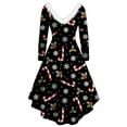 thumbnail image 5 of Holloyiver Women’s Dresses Summer 2023 Long Sleeve Christmas Printed Furry V-Neck Draw Back Swing Party Dress S-2XL, 5 of 5
