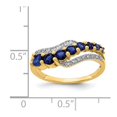 thumbnail image 3 of 14K Two-Tone Gold Ring Band Gemstone Sapphire Lab Created Round Blue Sapphire, Diamond, Size 9, 3 of 3
