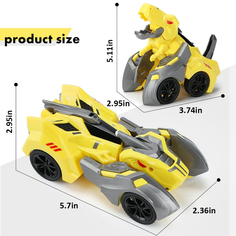 2 in 1 Transforming Dinosaur for 3 4 5 6 7 8 Year Old Boys and Girls T Rex Transformer Toys Christmas Birthday Gifts Yellow