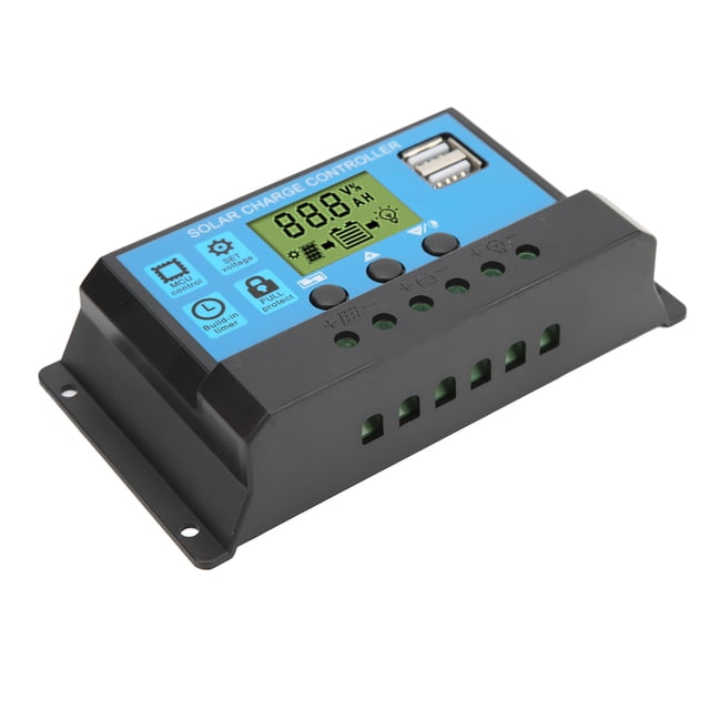 Controlador De Carga Solar, Pantalla LCD 12V 24V Controlador De Carga De Panel Solar Adaptativo Chip De Control Principal Industrial Puerto De Carga USB Para El Hogar