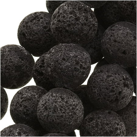 Natural Aquamarine Round Beads - Natural Lava Gemstone Beads, Round 8mm, 15.5 Inch Strand, Black