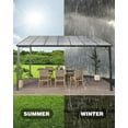 thumbnail image 5 of 2024 New 12' x 14' Lean to Gazebo, Hardtop Wall Pergola with Polycarbonate Roof, Aluminum Frame Mounted Gazebo for Lawn Patio Deck Yard and Party, 5 of 7
