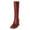 Red, variant on Women Square Closed Toe Chunky Wide High Heel Booties Low Platform Pull On Knee High Boots Winter Party Shoes Size 9 Red
