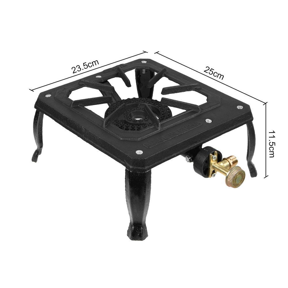 CJC Portable Stove Burner Cast Iron Propane LPG Gas Cooker for Patio Outdoor Camping BBQ, Not Include Adapter