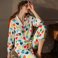 thumbnail image 2 of CAIYIER-ropa de dormir con estampado de corazón de melocotón para mujer, traje de dormir fino de satén de seda, conjunto de pijamas de invierno para niñas, ropa de casa de manga larga, 2 of 3