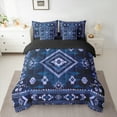 thumbnail image 3 of Manfei Western Boho Print 7pcs Bedding Comforter Set,Ancient Aztec Geometric Queen Bedding Sets,Blue Purple Queen Sheet Sets For Men Women,Super Cozy Room Decor Reversible, 3 of 9