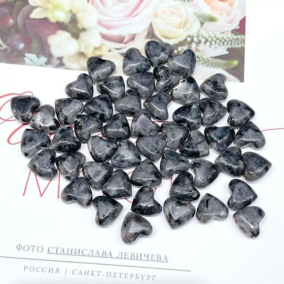 MATROOY 100pcs Small Natural ShimmerStone Healing Heart Gemstone for Home Decor 12x6mm