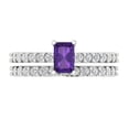 thumbnail image 2 of Clara Pucci 14K White Gold 1.325 Natural Amethyst Engraveable Engagement Ring + Wedding Band Set, 2 of 7