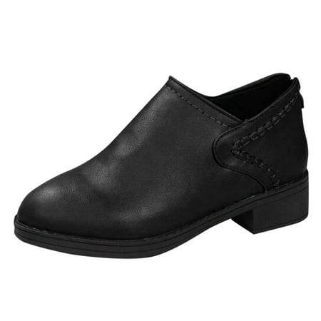 

TAIAOJING Women s Lug Combat Boots Ankle Boots For Low Heeled Booties Thick Heel Designr Slip On Boots Casual Shoes Zip Back Detail Booties