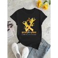 thumbnail image 2 of Ribbon & Dove & Letter Print Comfy T-Shirt, Round Neck Short Sleeve Sports Tee, Women's Activewear, 2 of 6