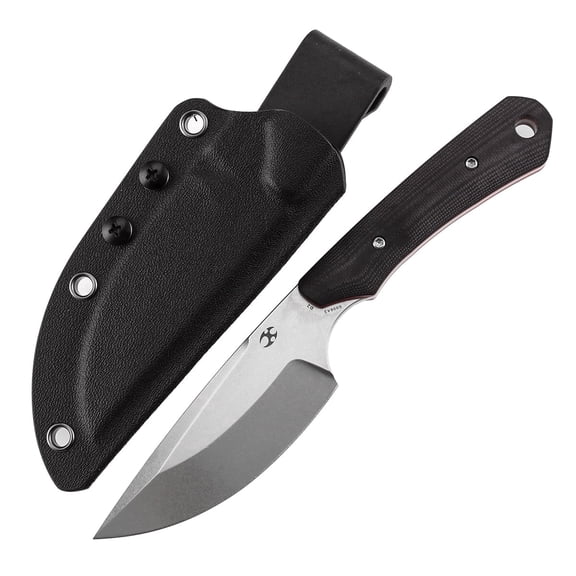 Kansept Flank Fixed Blade Knife,3.69'' D2 Steel Black and Red G10 Handle Pocket Tactical Knives, G006A2,with sheaths