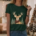 thumbnail image 2 of Drie Christmas Shirts for Girls Western Shirts Casual Tee for Women 2025 Summer T Shirt Short Sleeve Crewneck Tops Cute Graphic Dark Green,S, 2 of 6