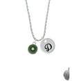 thumbnail image 2 of Delight Jewelry Silvertone 3-D Green Enamel Kiwi Silvertone Script Initial Disc - D - Charm Necklace, 20"+3", 2 of 4