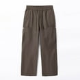 thumbnail image 4 of RYDCOT Men's Elastic Waist Drawstring Cargo Pants,Casual Loose Fit Lightweight Workwear Pants Coffee, 4 of 8