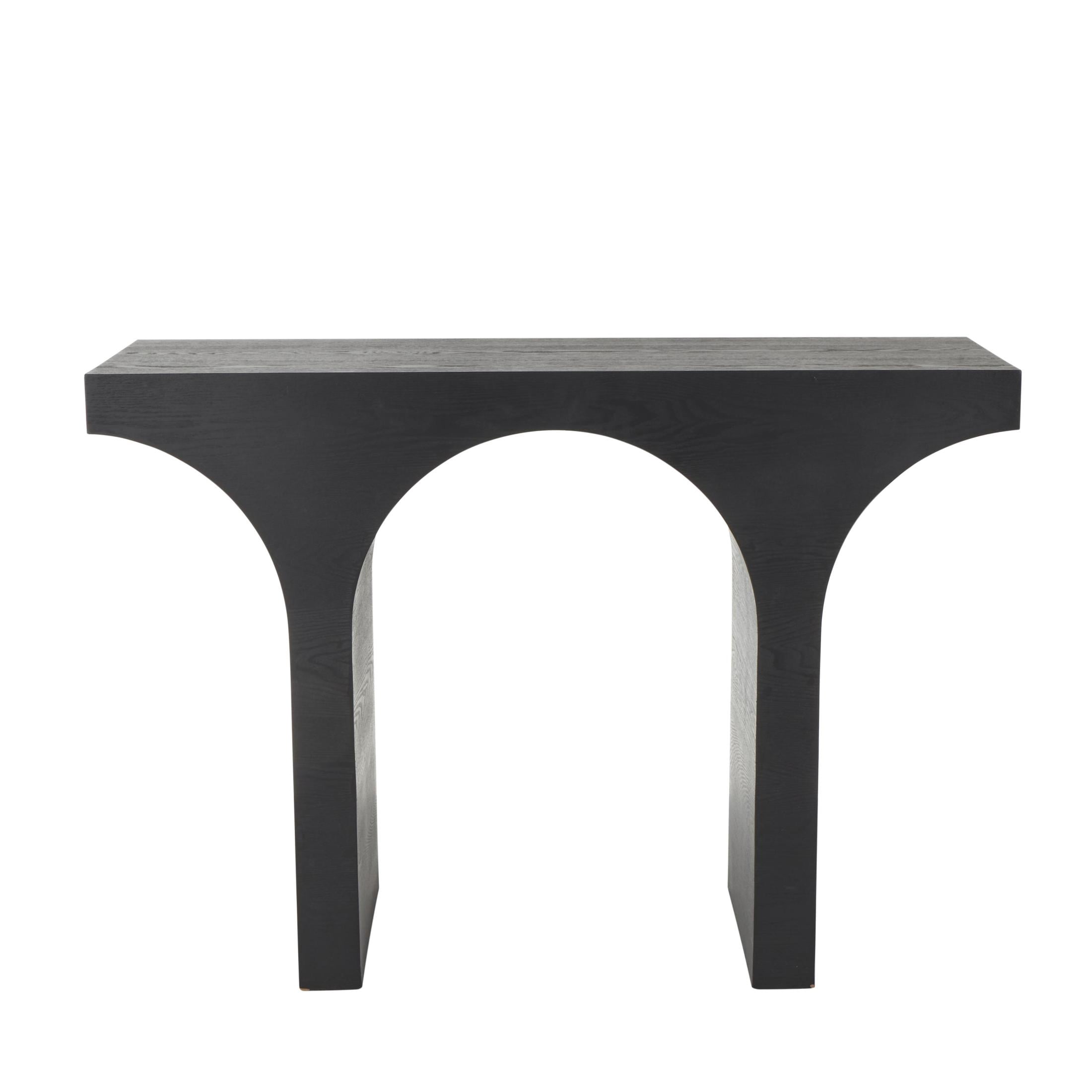 DecMode 45" x 32" Black Wood Cutout Arch Abstract Console Table, 1-Piece