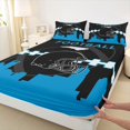 thumbnail image 3 of Homewish Modern Football Rugby Player Queen Sheet Sets, Black Blue Stripe Line Flat Sheet, Cartoon Sports Theme Queen Fitted Sheet, Luxury Bedroom Decor, 4 Pieces, 3 of 7