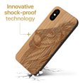 thumbnail image 3 of Case Yard Wooden Case Outside Soft TPU Silicone, Slim Fit Shockproof Wood Protective Phone Cover for Girls Boys Men and Women, Supports Wireless Charging Tribal Lioness Design case for iPhone-XS-Max, 3 of 7