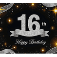 thumbnail image 4 of Sparkling Glittery 16th Birthday Banner Backdrop Background Party Decorations Photography Props Happy Birthday Party Supplies, 4 of 8