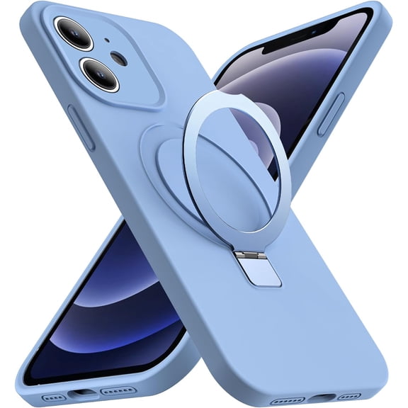for iPhone 11 Case with Magnetic Ring Stand Silicone Phone Case 6.1" for Women Men [Compatible with MagSafe][Full Camera Protection][Military-Grade Drop Protection], Blue