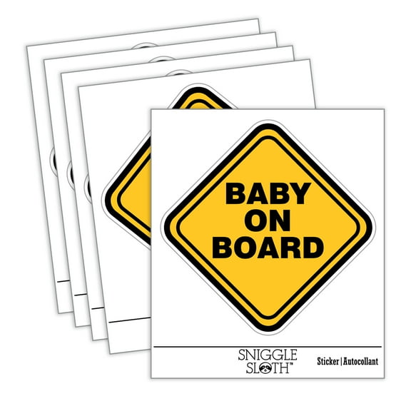 Baby On Board Pregnancy Sign Car Window Bumper Water Bottle Phone Tablet Laptop Waterproof Vinyl Decal Sticker Set 5-Pack - Gloss Finish - 2.0"
