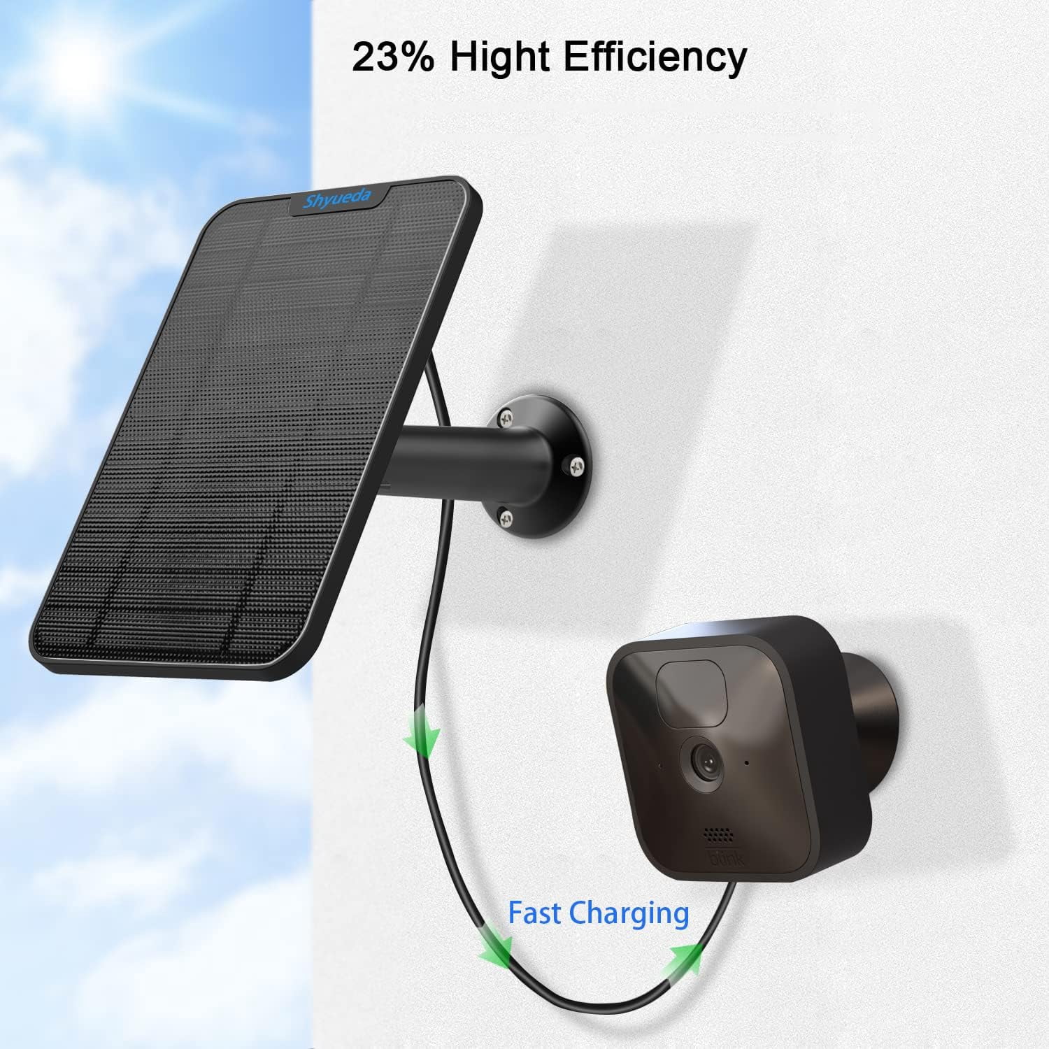 4W Solar Panel Charger for Blink 3rd Gen/XT/XT2 (Micro-USB) Cameras, 13.1ft Waterproof Cable, IP65 Weatherproof with Wall Mount
