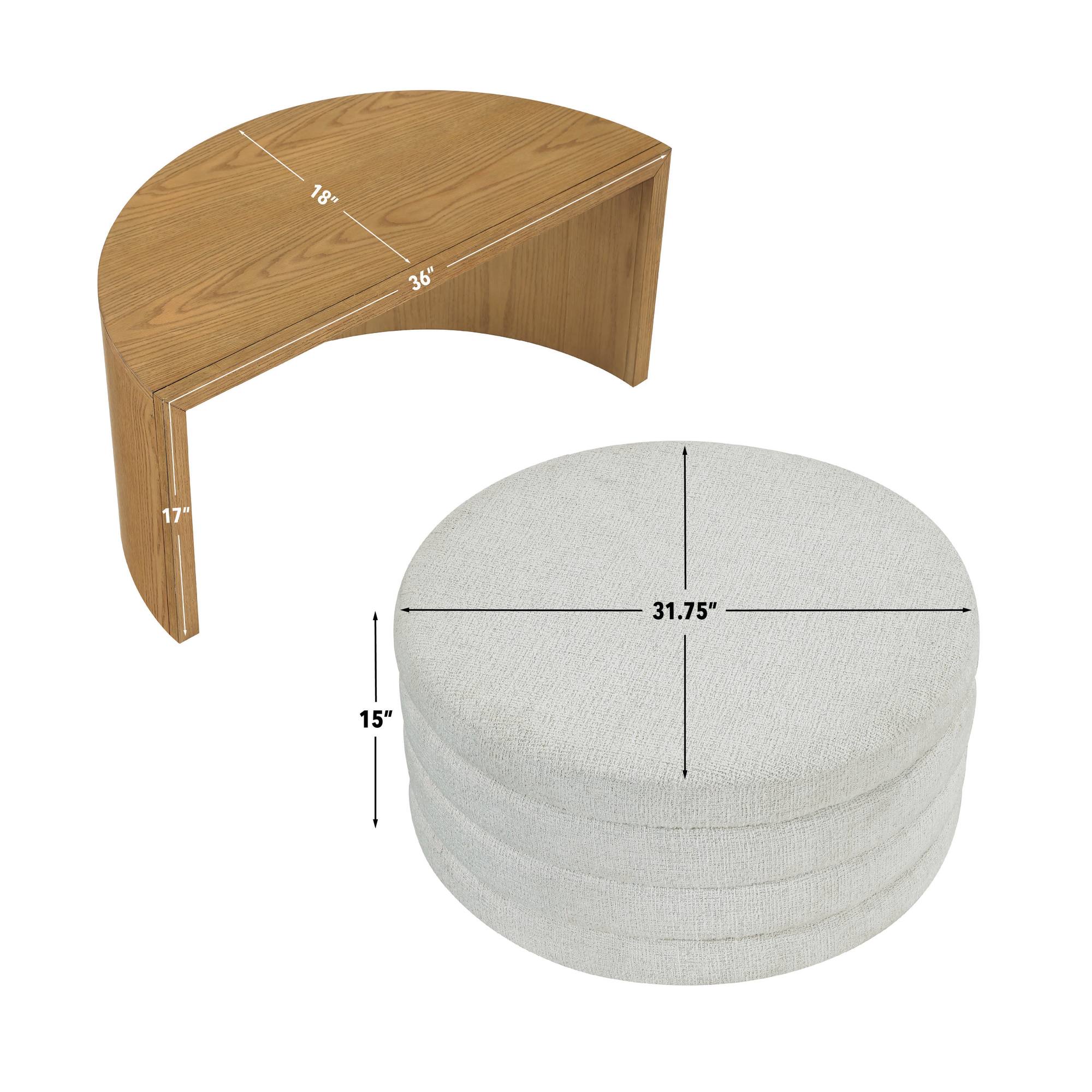 Steve Silver Florence Round Sand Wood Nesting Ottoman Coffee Table