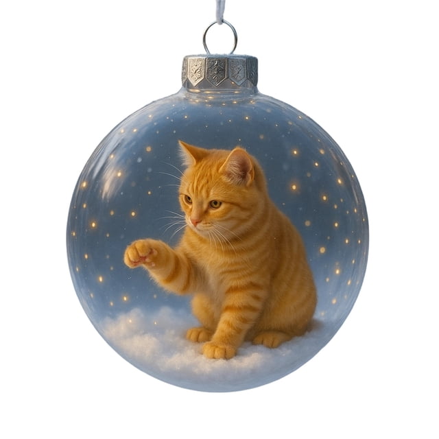 Cute Cats Christmas Ornaments Collection, Cat Christmas Ornaments, Cute Cat Figurines, Festive Home Decor, Xmas Tree Accents, Wooden Stand, 2-Tier Design, for Living Room