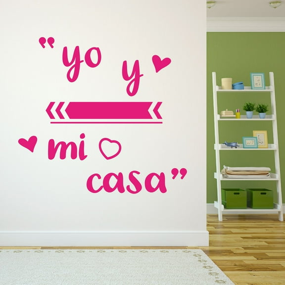Spanish Wall Decals for Children Bedroom - Yo y mi casa House Quote in Spanish Home Wall Sticker - Size: 10 In x 9 In