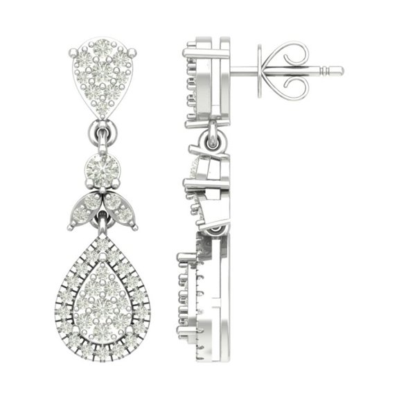 14K White Gold Diamond Drop and Dangle Earrings (3/4 cttw, I-J Color, I2-I3 Clarity)