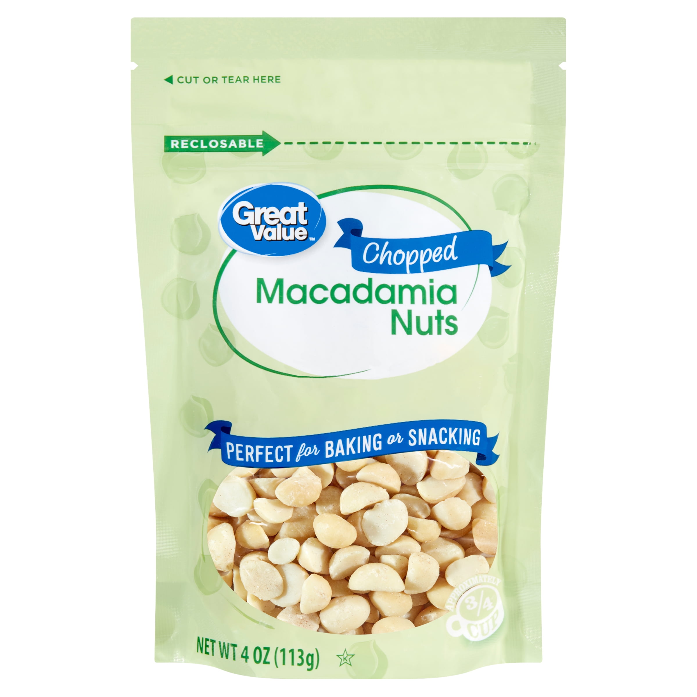 4 pack) Great Value Chopped Macadamia Nuts, 4 oz - Walmart.com