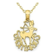 10K Yellow Gold SAGITARIUS Charm Zodiac Astrology Pendant Necklace with Chain