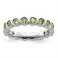 thumbnail image 2 of Auriga Fine Jewelry 925 Sterling Silver Peridot Eternity Ring for Women Size 7, 2 of 6