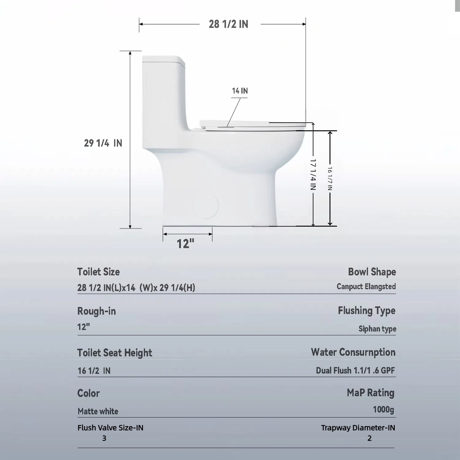 One-Piece Toilet,Powerful & Quiet Dual Flush Modern Toilet with Comfort Chair Seat,1.1/1.6 GPF,Black 02