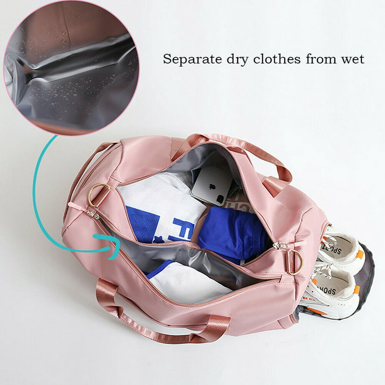 Sports Gym Bag PINK Travel Duffle Bag Dry Wet Pocket & Shoes Compartment  for Women and Men (black gym bag with Shoes Compartment)
