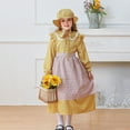 thumbnail image 2 of SERTG Kids Formal Long Sleeve Maid Dress Turn Down Collar Fall Winter Princess Party Dress for Children 5-14 Years(Yellow,7 Years), 2 of 9
