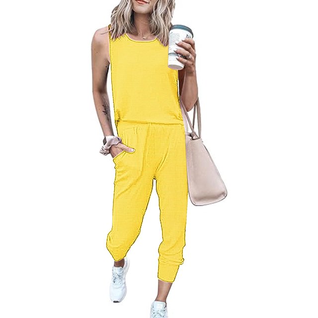 SDNall Ensemble Mode Décontractée Sans Manches pour Femmes avec Haut et Pantalon