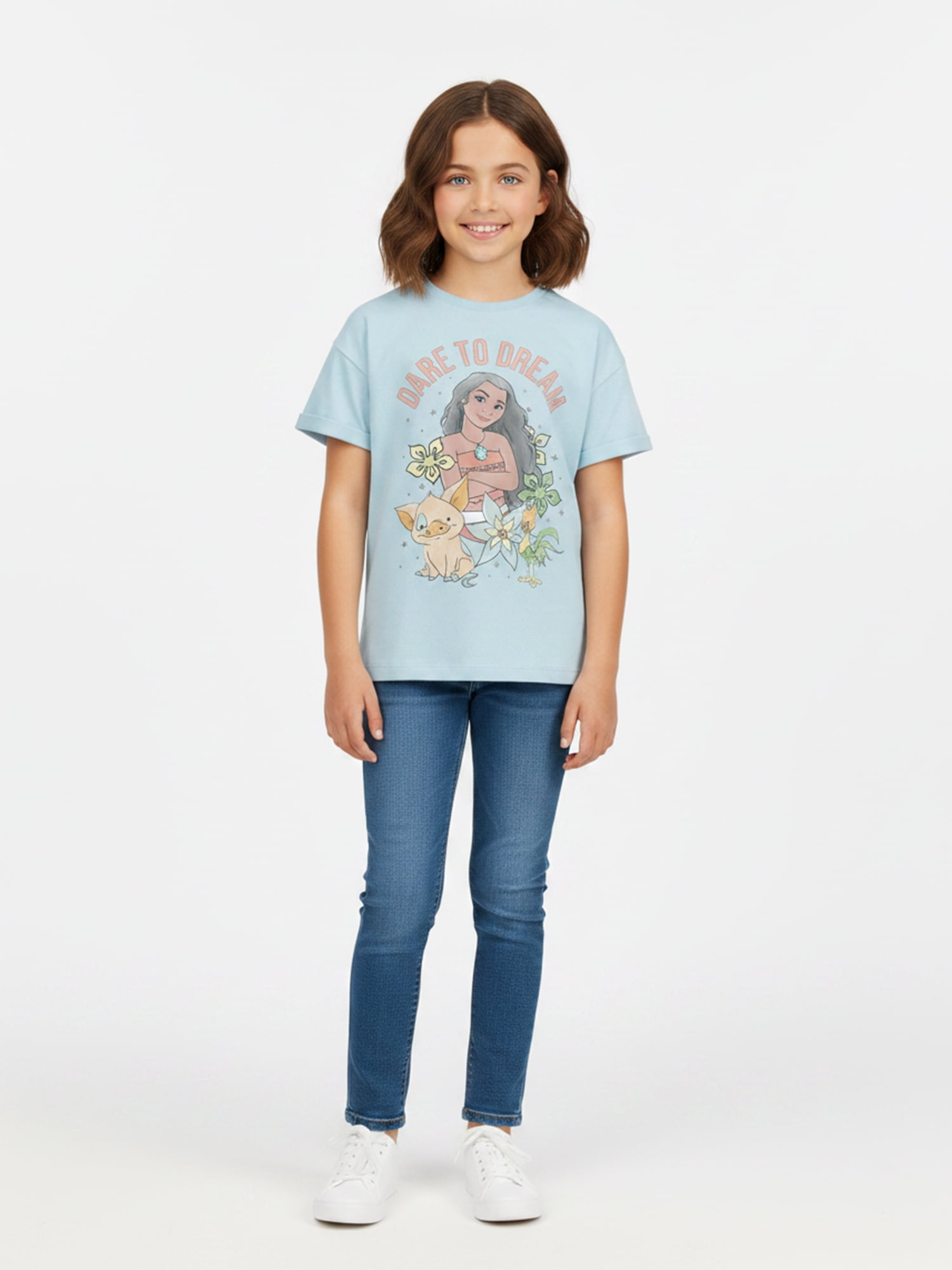 Disney Moana Girls' Graphic Tee with Short Sleeves, Sizes 4-16