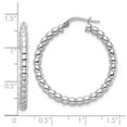 thumbnail image 4 of 925 Sterling Silver Rhodium Plated Women's 2.25mm Polished Beaded Hinged Hoop Earrings | 30mm, 4 of 4