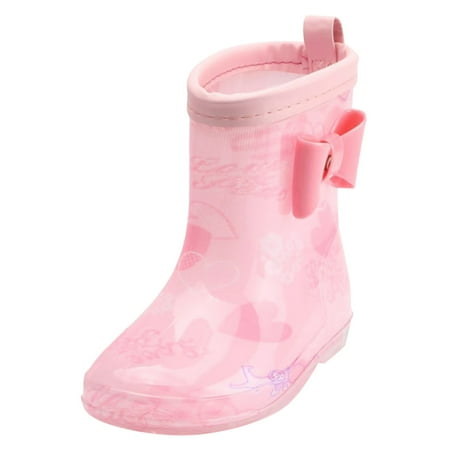Ketyyh-chn99 Kids Rain Boots Toddler Water Shoes Toddler-Kids Waterproof Rain Boots Patterns Boots with Handles for Boys and Girls Pink 10.5