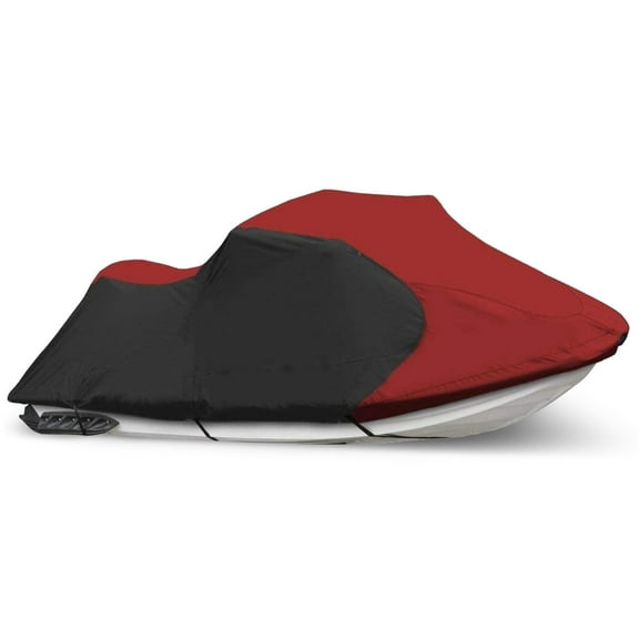 Super Heavy-Duty 126-135(3 Seater) TOP Cover Trailerable Cover Black   Red Color Replacement for PWC Watercraft Jet Ski Motorcycle Boat Cover