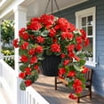 thumbnail image 4 of Waipfaru Artificial Hanging Flowers for Outdoors, 2Pcs UV Resistant Faux Silk Geranium Fake Flowers for Garden Porch Window Home Decor(Red), 4 of 7