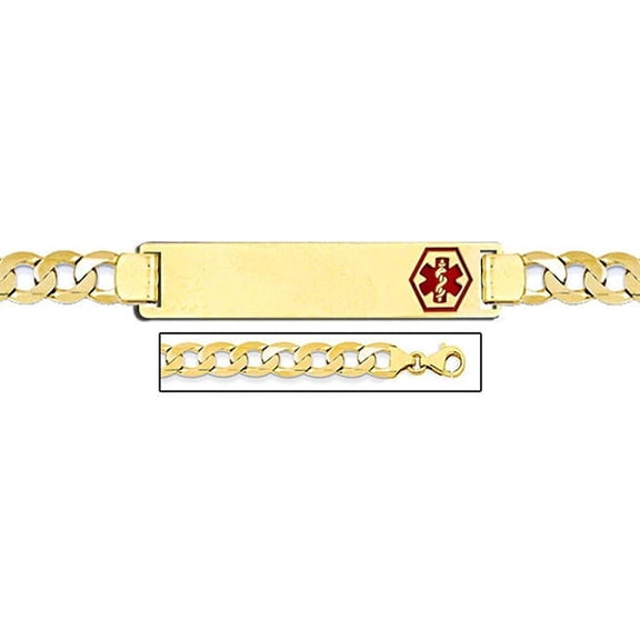 PicturesOnGold.com 14K Gold Medical ID Bracelet W/ Curb Chain with Enamel - 7 inch