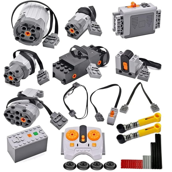 32Pcs Power Function Kit Set Motor Battery Infrared-Remote-Control Receiver Train Adjustable Speed ​​Motor Parts, Motor Power Change Parts Compatible with mainbrands Technic-Parts