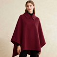 thumbnail image 4 of Women'S Poncho Sweater Wrap Topper Knitted Elegant Shawls Cape Evening Dresses for Fall Winter Wine Red L, 4 of 5