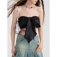thumbnail image 3 of Musuos Women's Big Bow Front Tube Tops Strapless Contrast Color Bandeau Slim Fit Tops Summer Shirts, 3 of 9