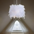 thumbnail image 1 of Pantalla de plumas, cubierta de luz colgante, decoración romántica, novedad, lámpara decorativa de noche, pantalla colgante para el hogar, dormitorio, Longitud 25cm, 1 of 8