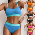 thumbnail image 2 of TOWED22 Womens High Waisted Bikini Sets Sporty Crop Top Color Block Swimwear Scoop Neck Vintage Two Piece Bathing Suits（A,S）, 2 of 8