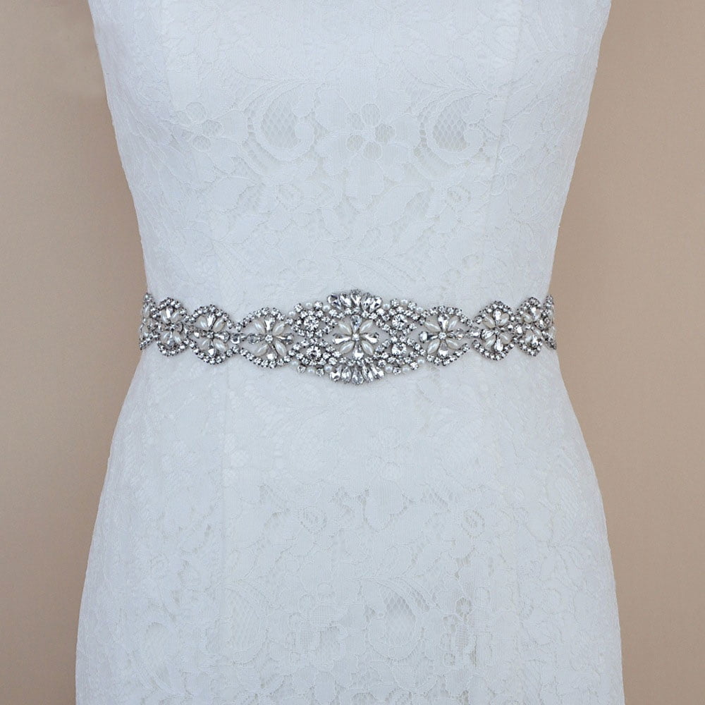 Vintage Crystal Bridal Sash Rhinestone Pearl Beaded Wedding Dress Belt Luxury 
